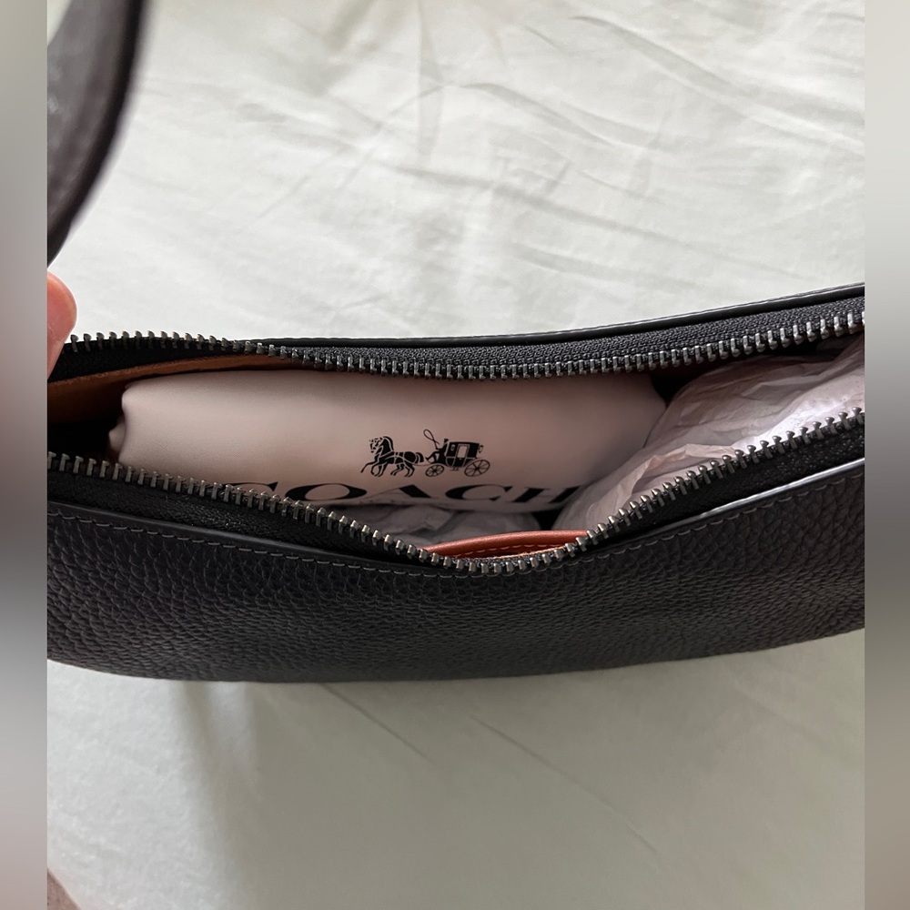 Coach Black Pebbled Leather LUNA  Shoulder Bag - Picture 4 of 16